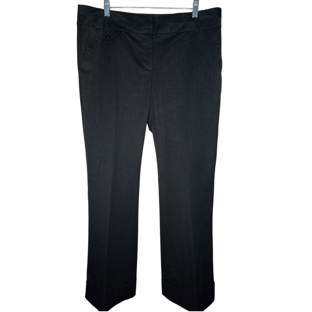 Ann Taylor LOFT Dark Gray Marisa Pinstripe Wide Leg Trousers - 12